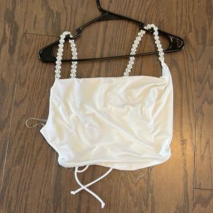 Windsor open back pear strap top